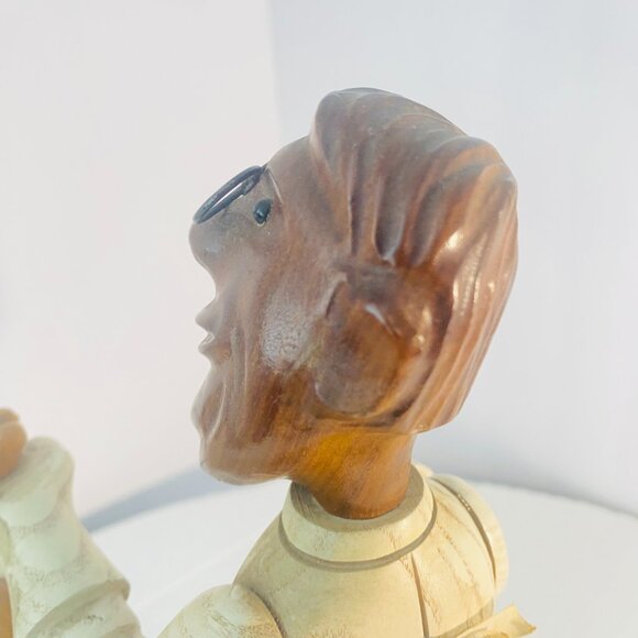 Vintage ROMER Italian Sculpture in Carved Wood12"-Pediatrician with Newborn Baby - Picture 9 of 17